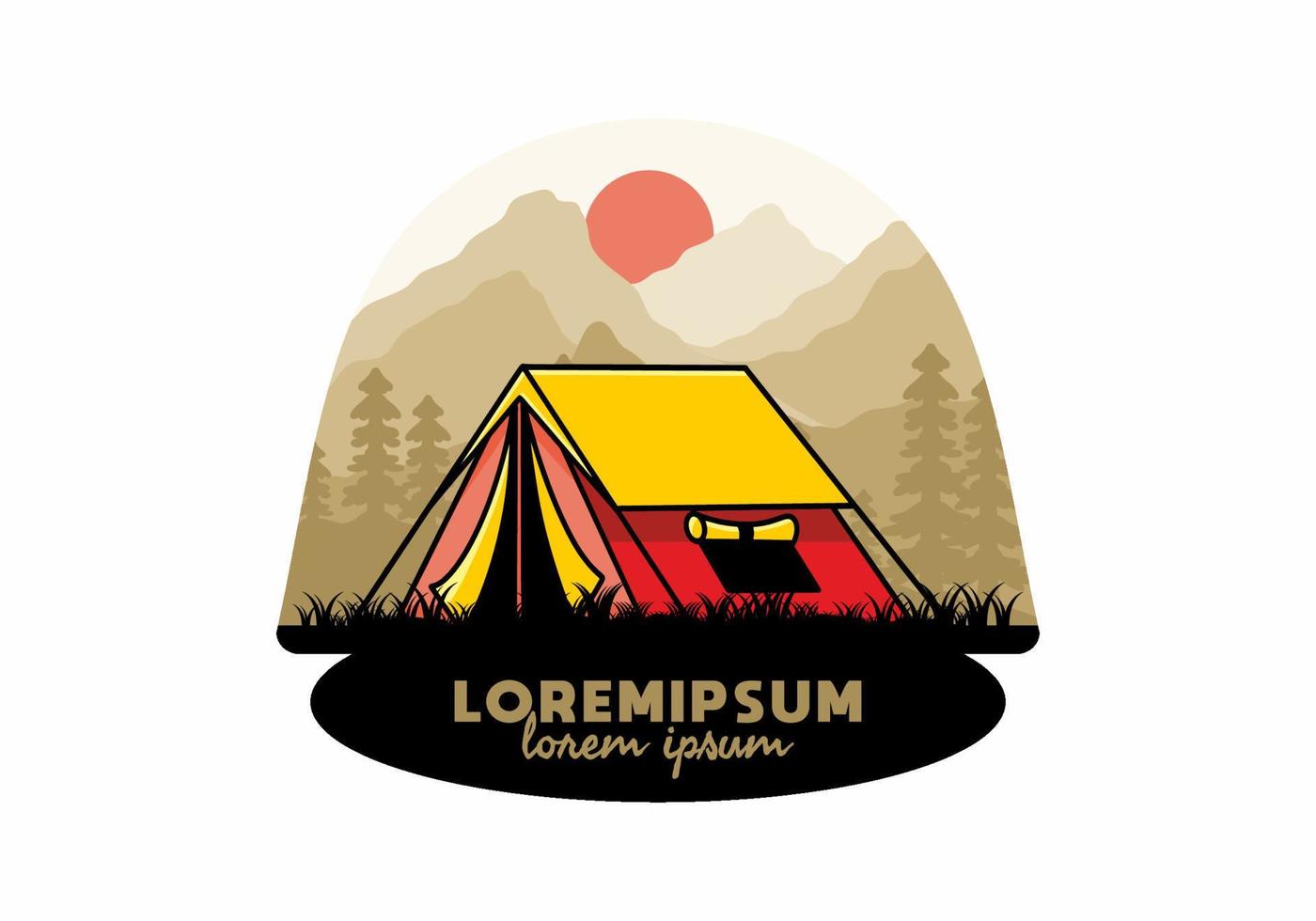 Double layer tent flat illustration badge design vector