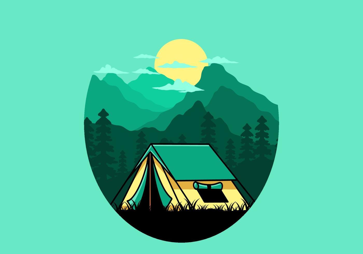Double layer tent flat illustration badge design vector