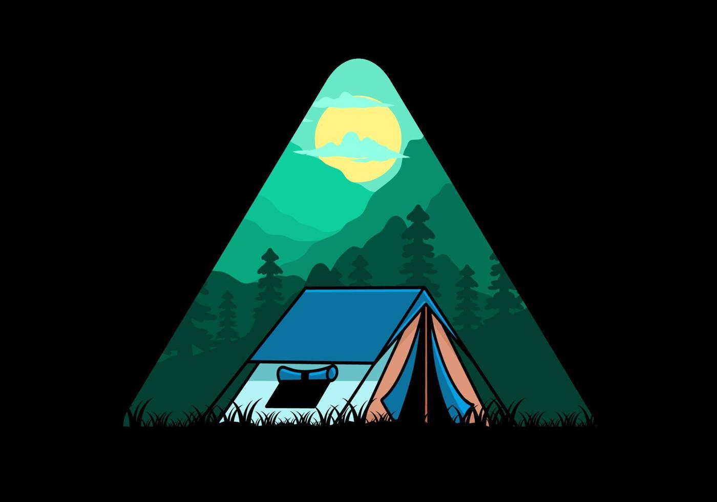 Double layer tent flat illustration badge design vector