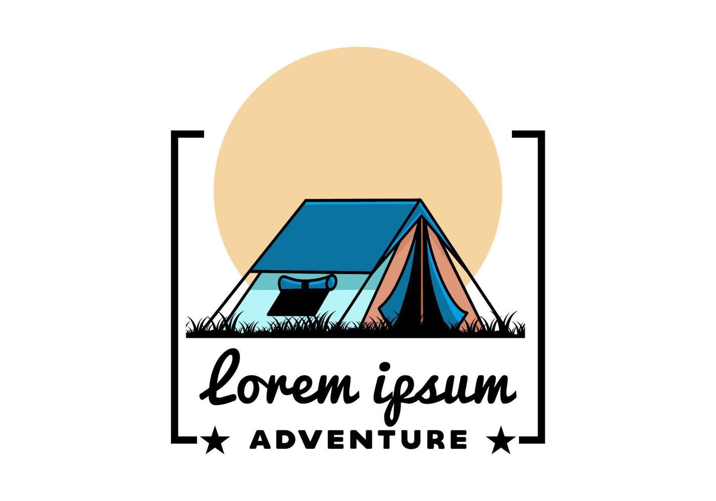 Double layer tent flat illustration badge design vector