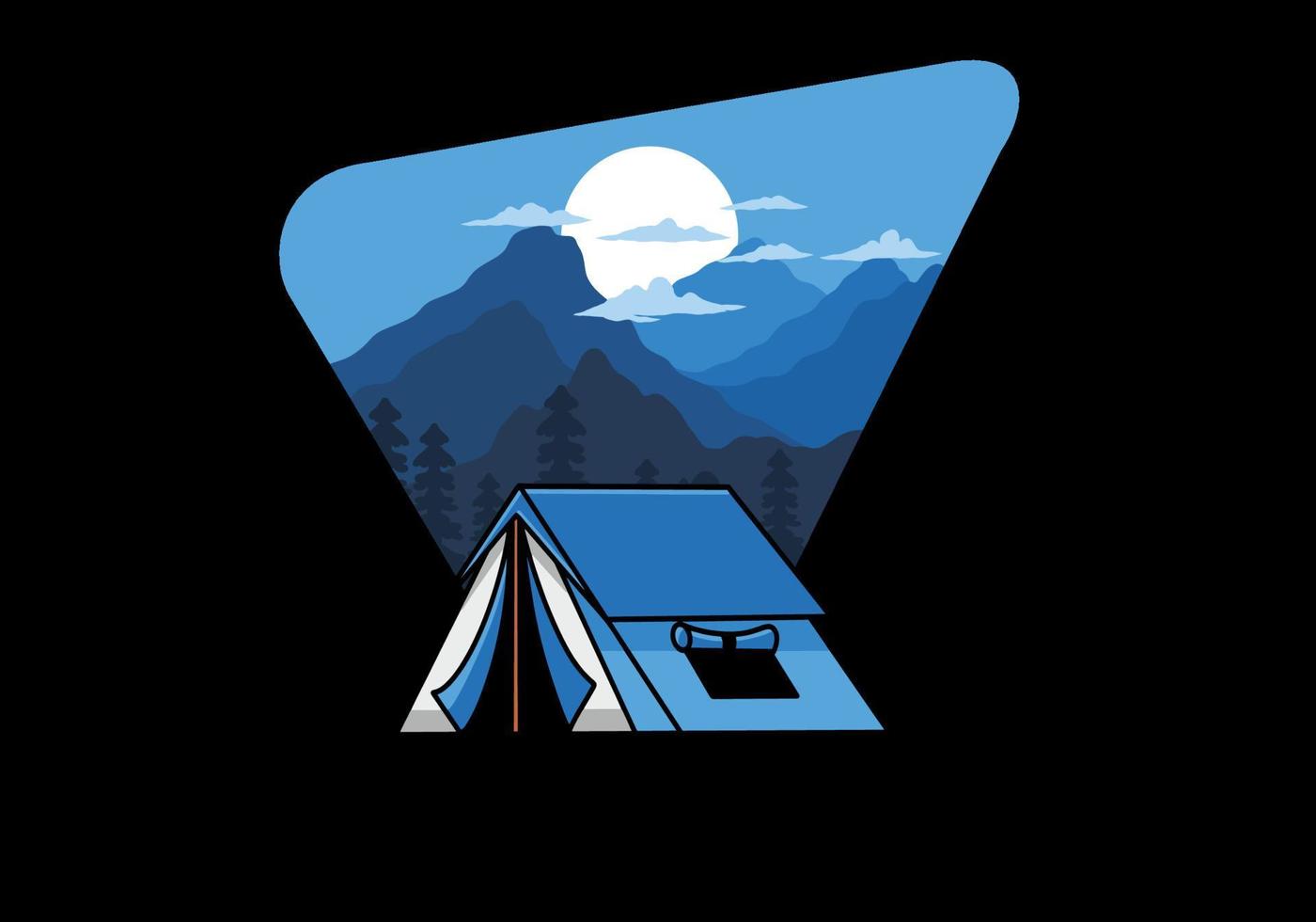 Double layer tent flat illustration badge design vector
