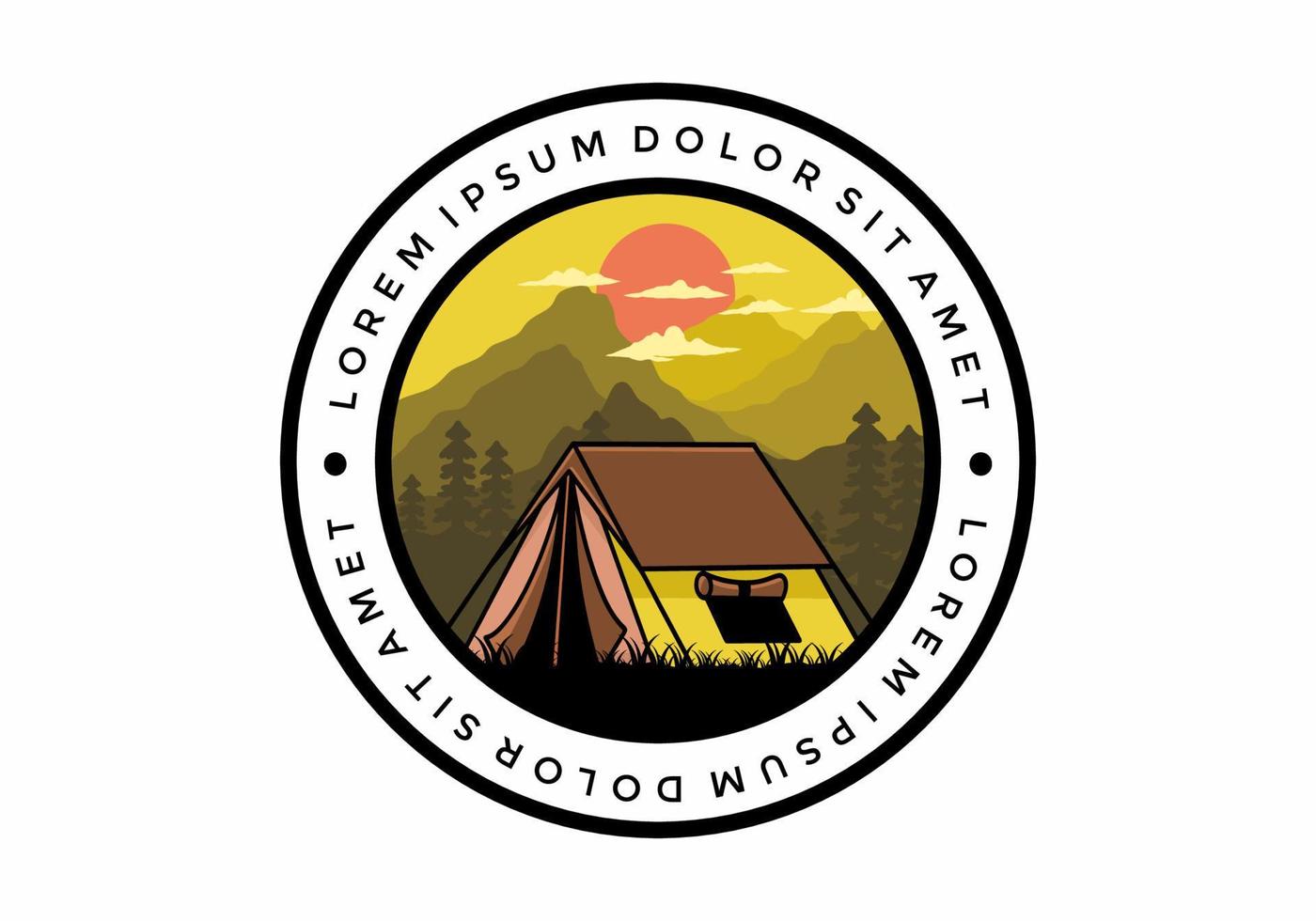 Double layer tent flat illustration badge design vector