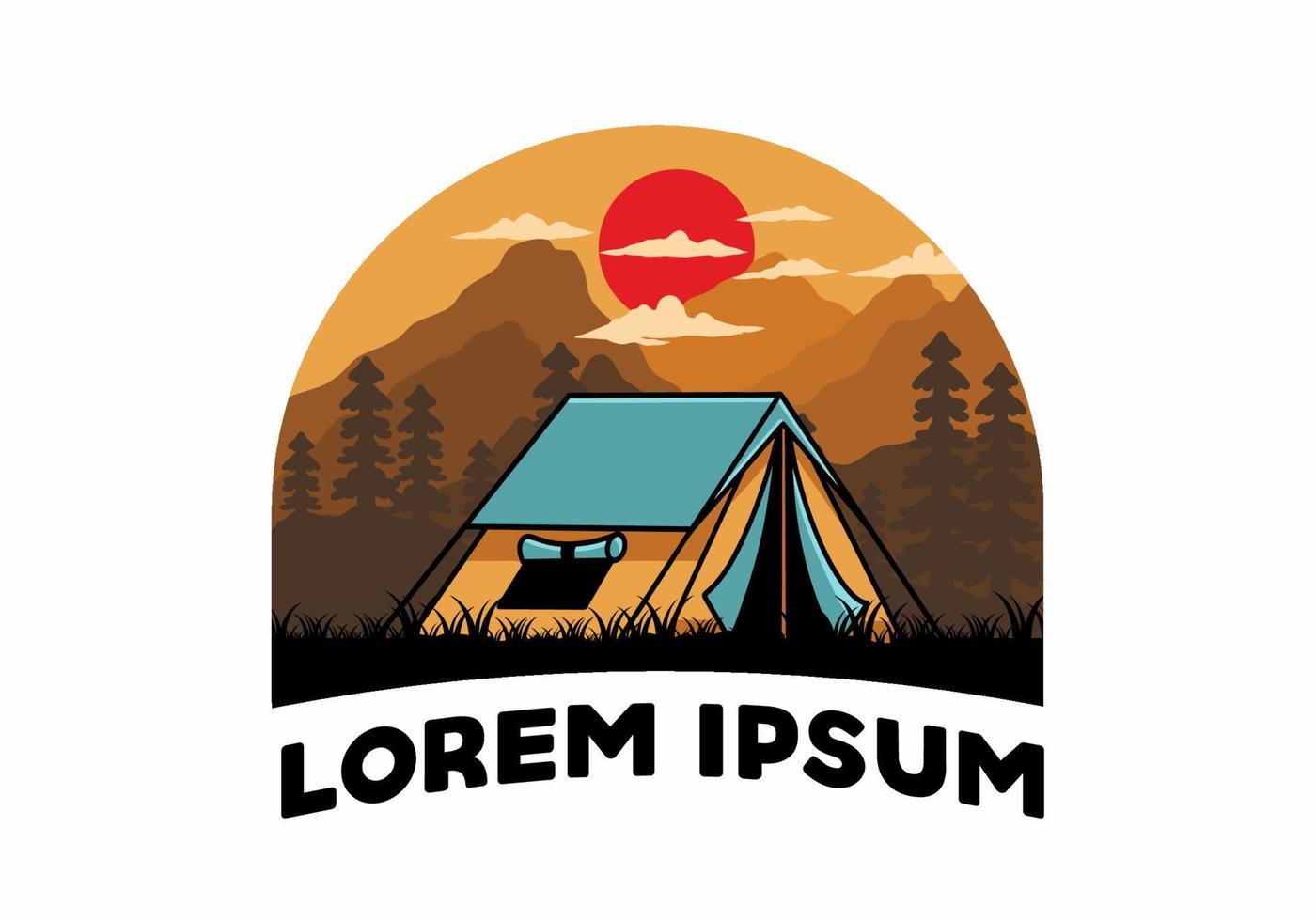 Double layer tent flat illustration badge design vector