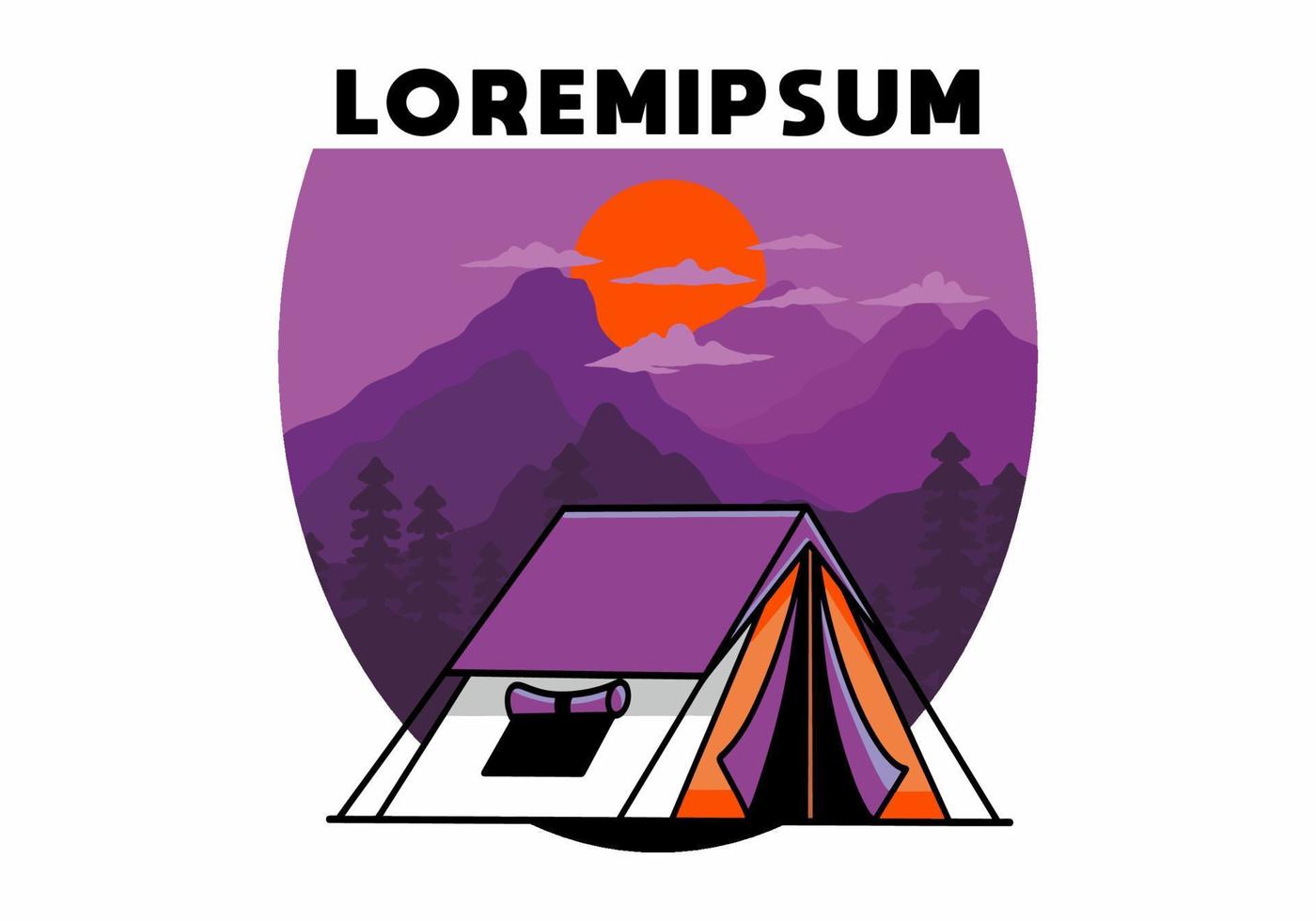 Double layer tent flat illustration badge design vector