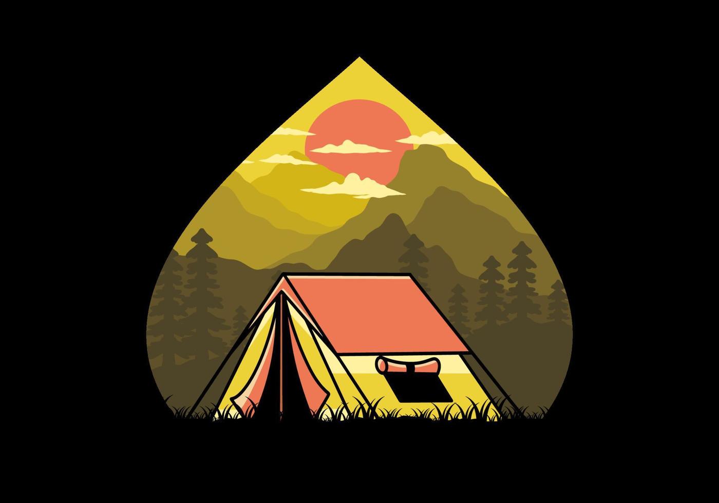 Double layer tent flat illustration badge design vector