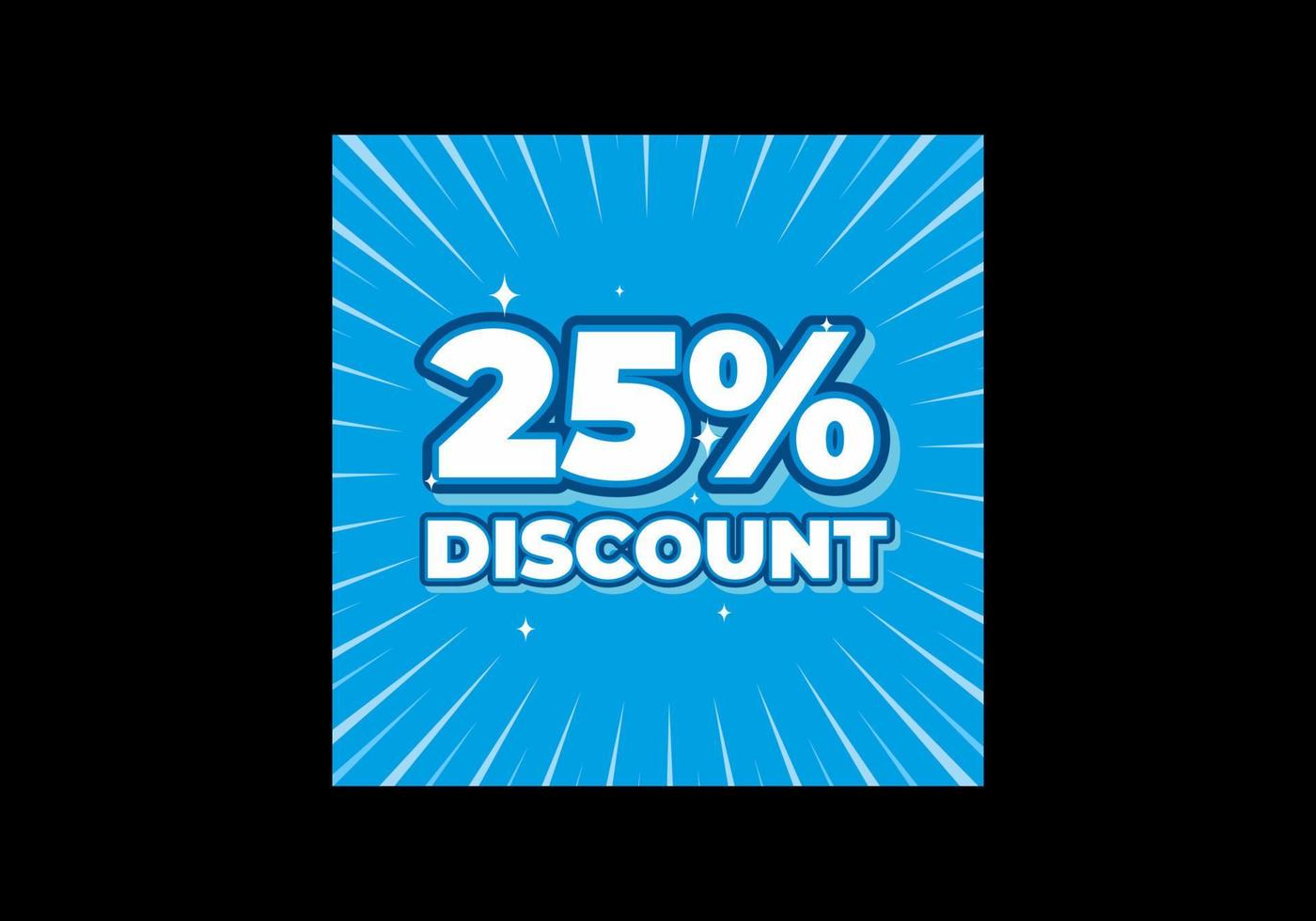 Blue color of 25 percent discount text effect vector