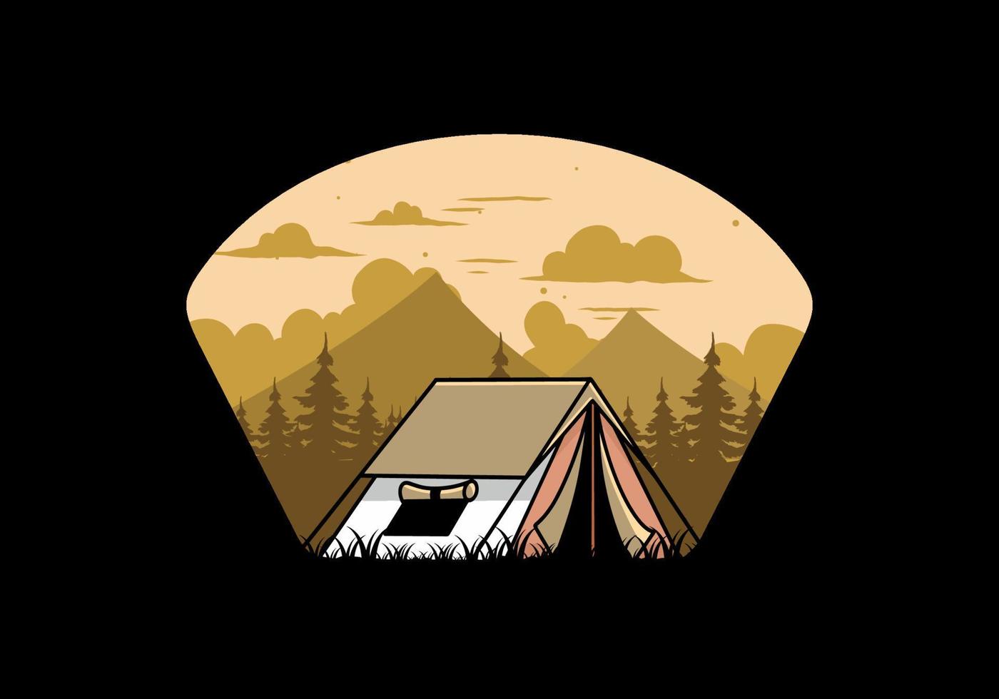 Double layer tent flat illustration badge design vector