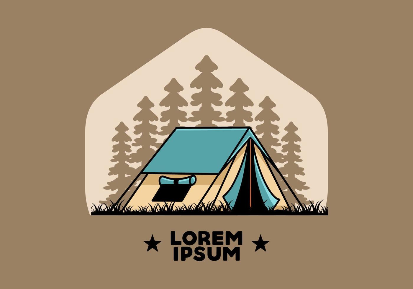 Double layer tent flat illustration badge design vector
