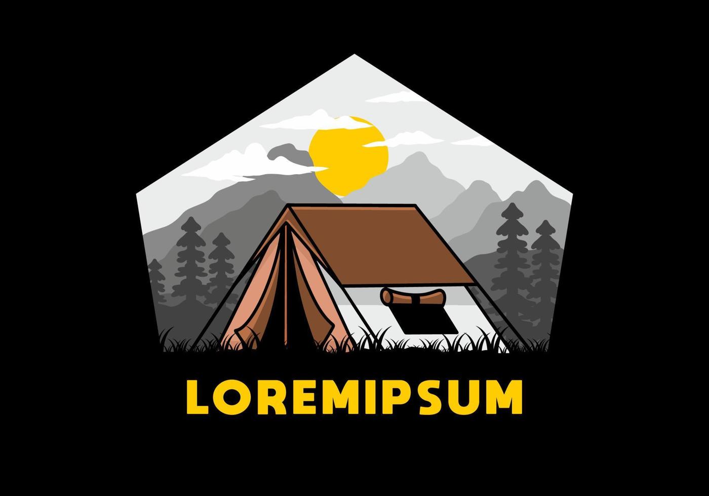 Double layer tent flat illustration badge design vector