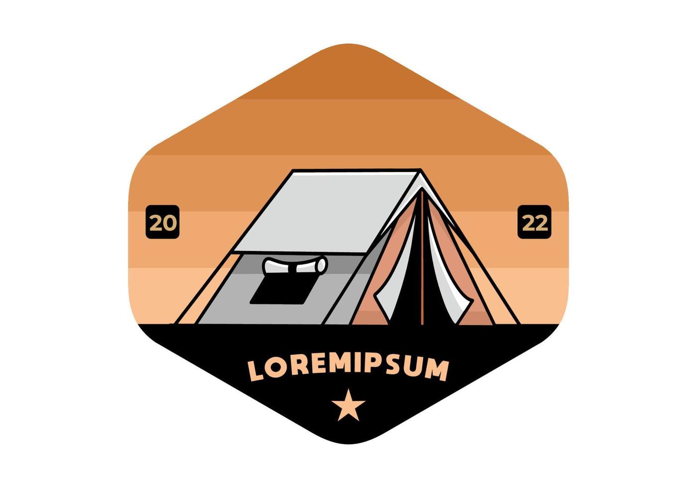 Double layer tent flat illustration badge design vector