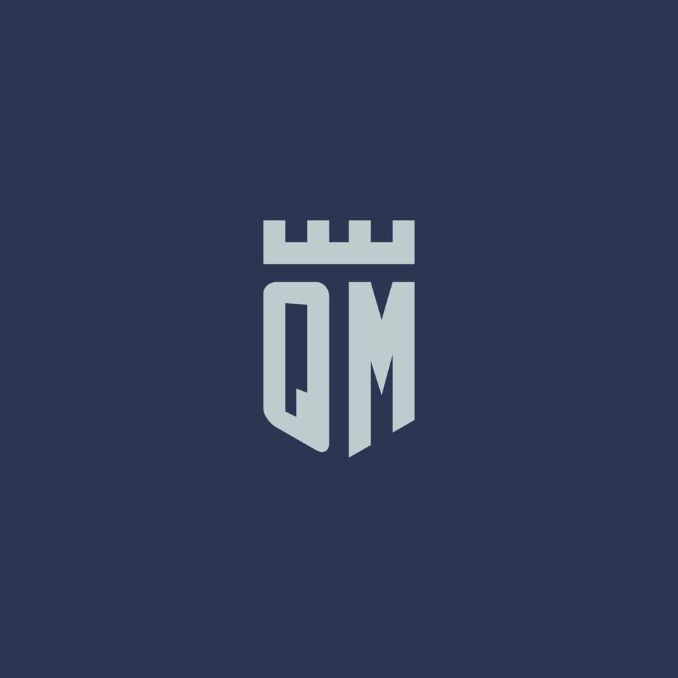 QM logo monogram with fortress castle and shield style design vector