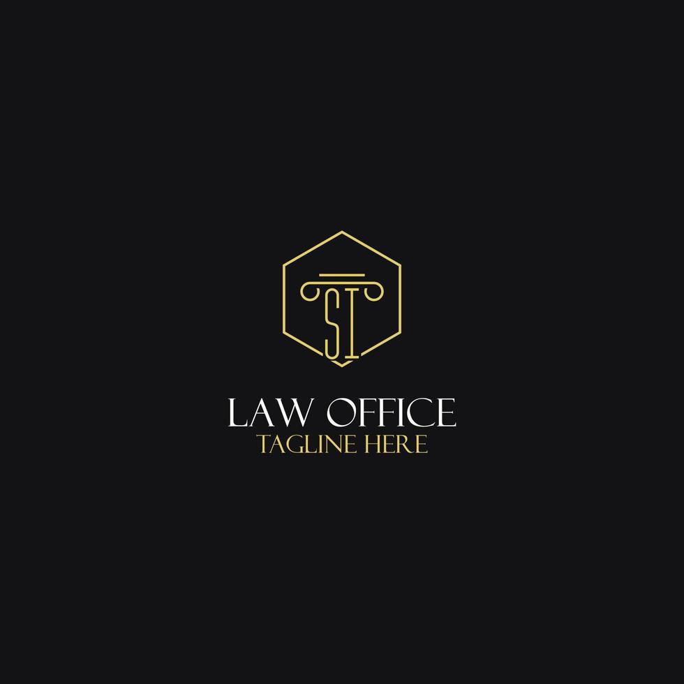 si diseño de iniciales de monograma para logotipo legal, abogado, abogado y bufete de abogados vector