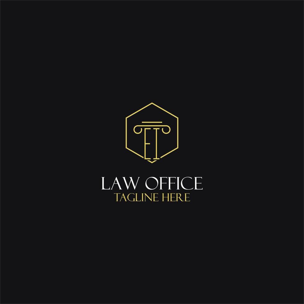 diseño de iniciales de monograma ei para logotipo legal, abogado, abogado y bufete de abogados vector