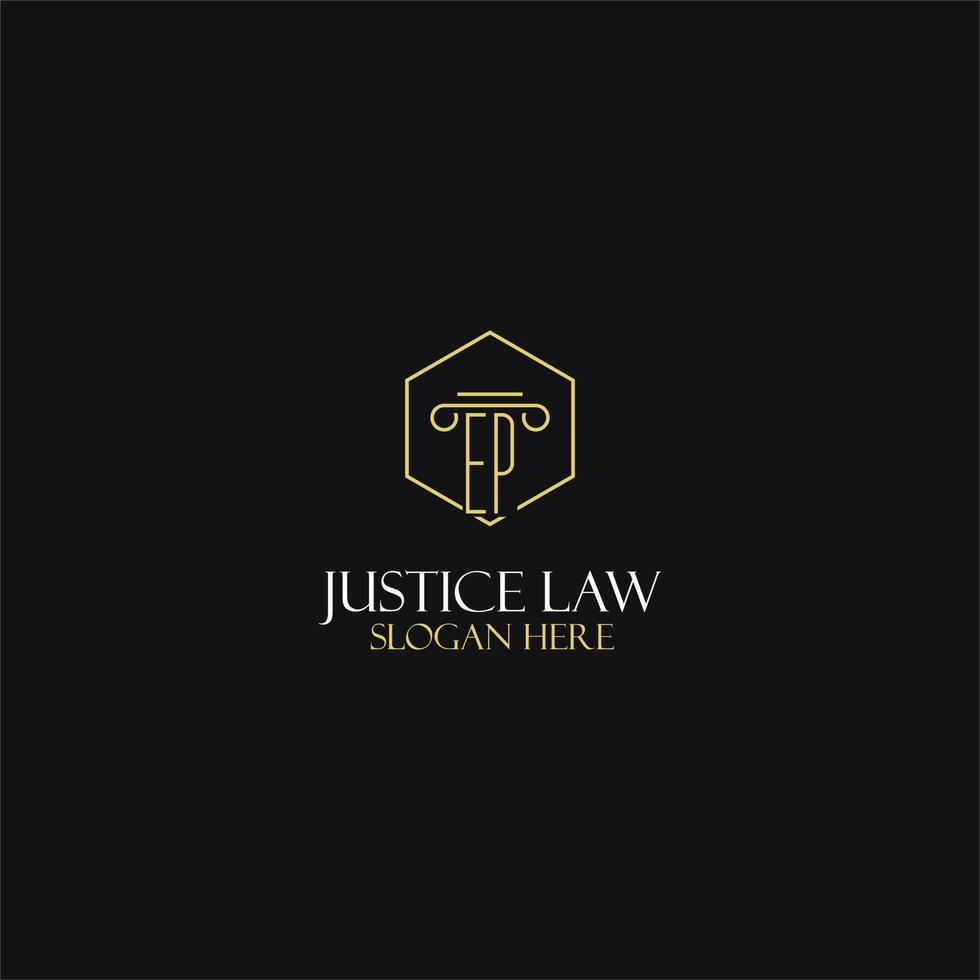 EP monogram initials design for legal, lawyer, attorney and law firm logo vector