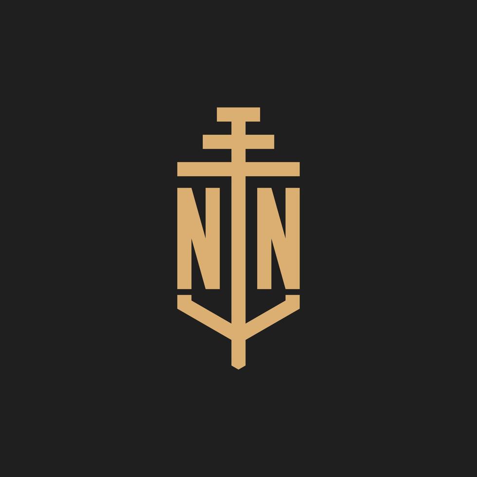 NN initial logo monogram with pillar icon design vector