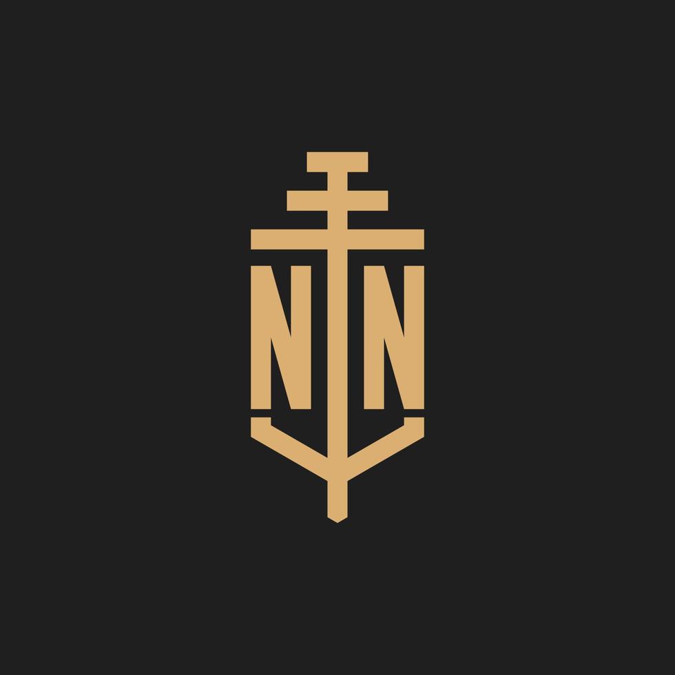 Monograma de logotipo inicial nn con vector de diseño de icono de pilar