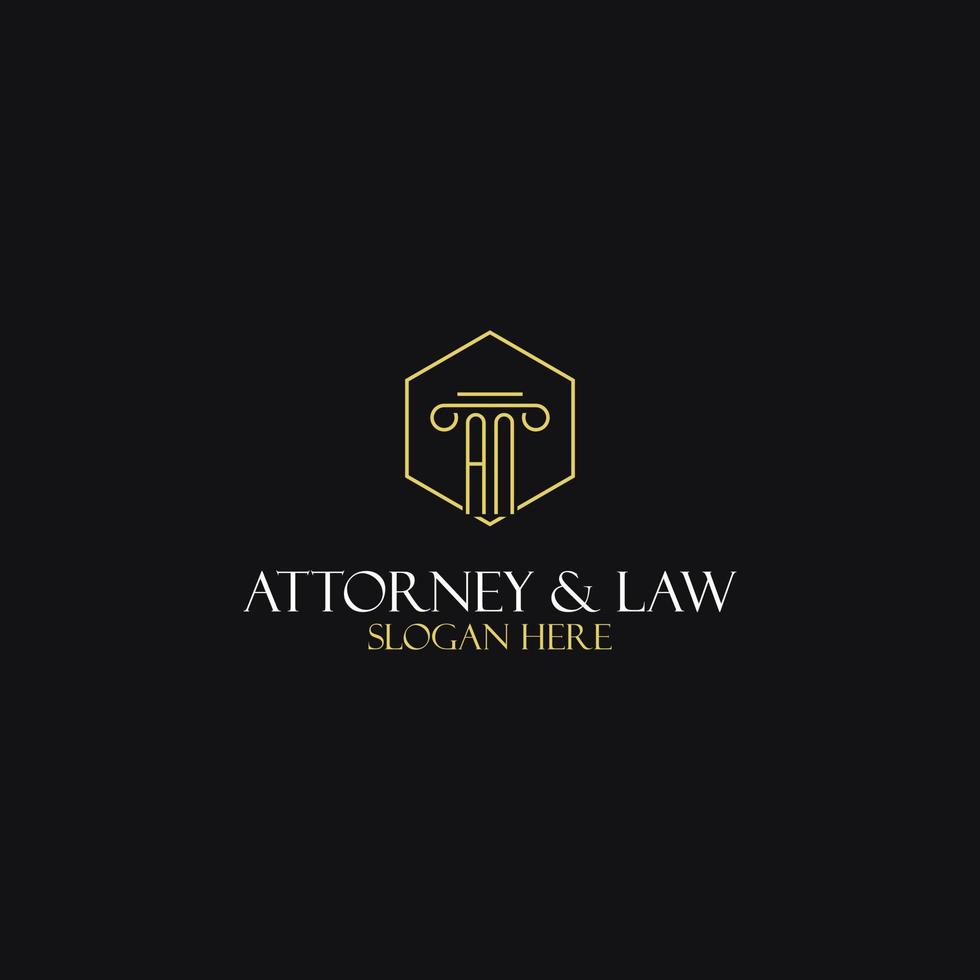 un diseño de iniciales de monograma para el logotipo legal, abogado, abogado y bufete de abogados vector