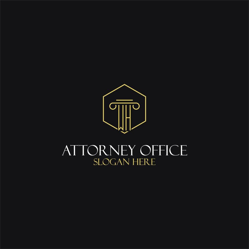 WH monogram initials design for legal, lawyer, attorney and law firm logo vector