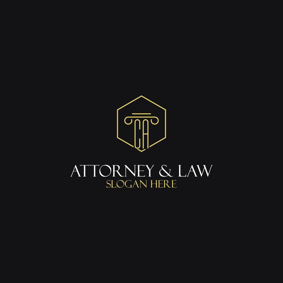 CA monogram initials design for legal, lawyer, attorney and law firm logo vector