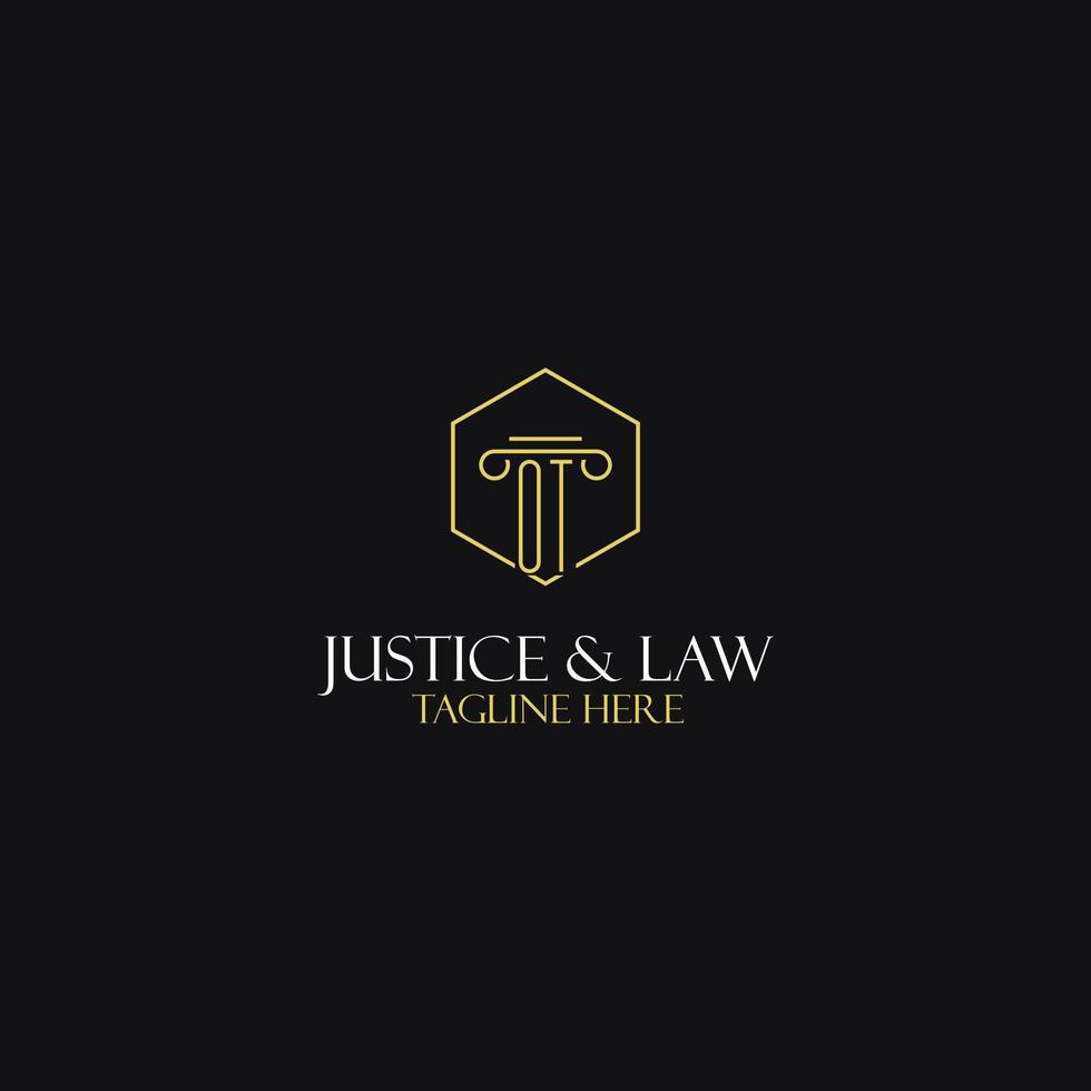OT monogram initials design for legal, lawyer, attorney and law firm logo vector