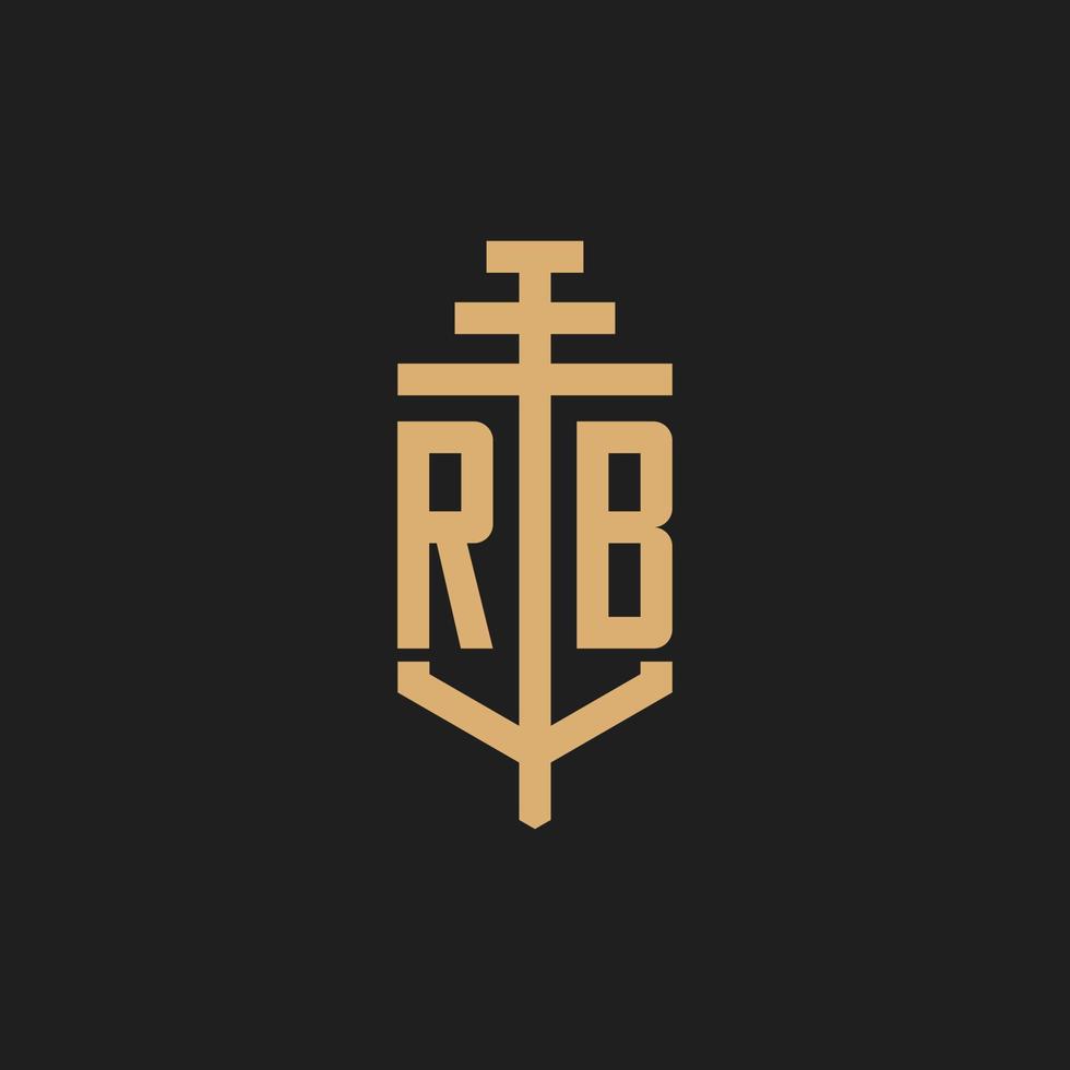 RB initial logo monogram with pillar icon design vector