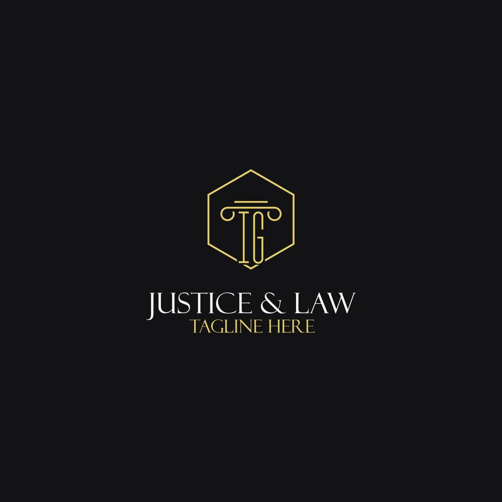 diseño de iniciales de monograma ig para logotipo legal, abogado, abogado y bufete de abogados vector