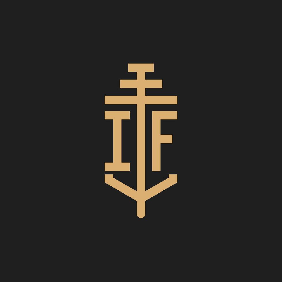 IF initial logo monogram with pillar icon design vector