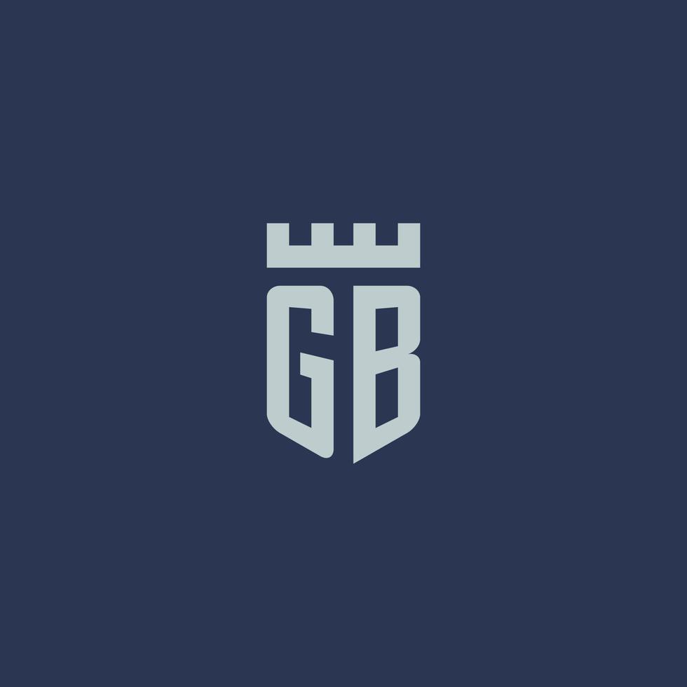 monograma del logotipo de gb con castillo de fortaleza y diseño de estilo de escudo vector