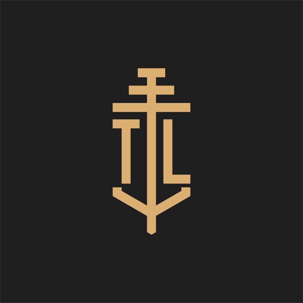 TL initial logo monogram with pillar icon design vector
