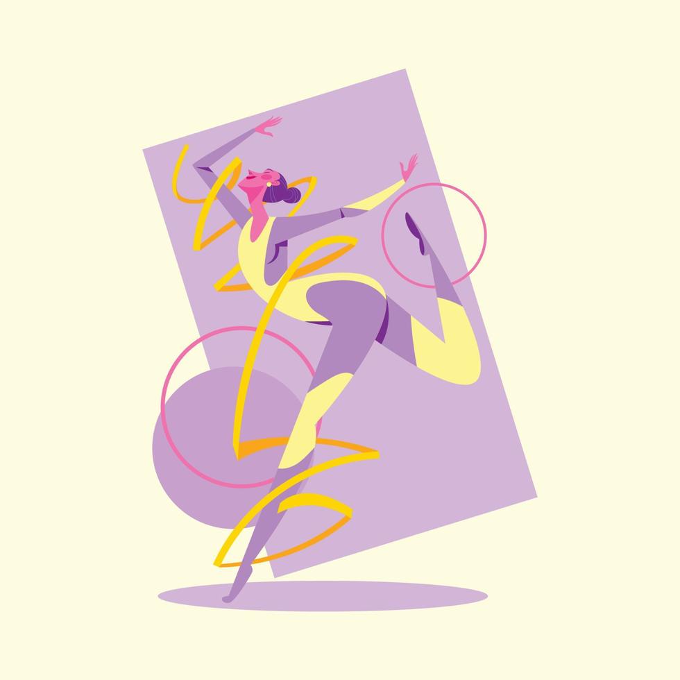 Skillful and Professioal Gymnastic Woman vector