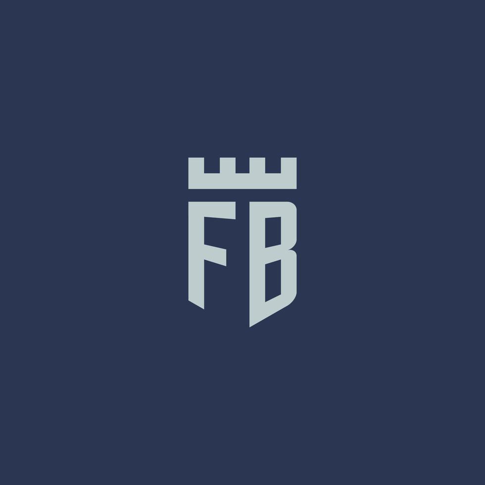 monograma del logotipo fb con castillo fortaleza y diseño de estilo escudo vector