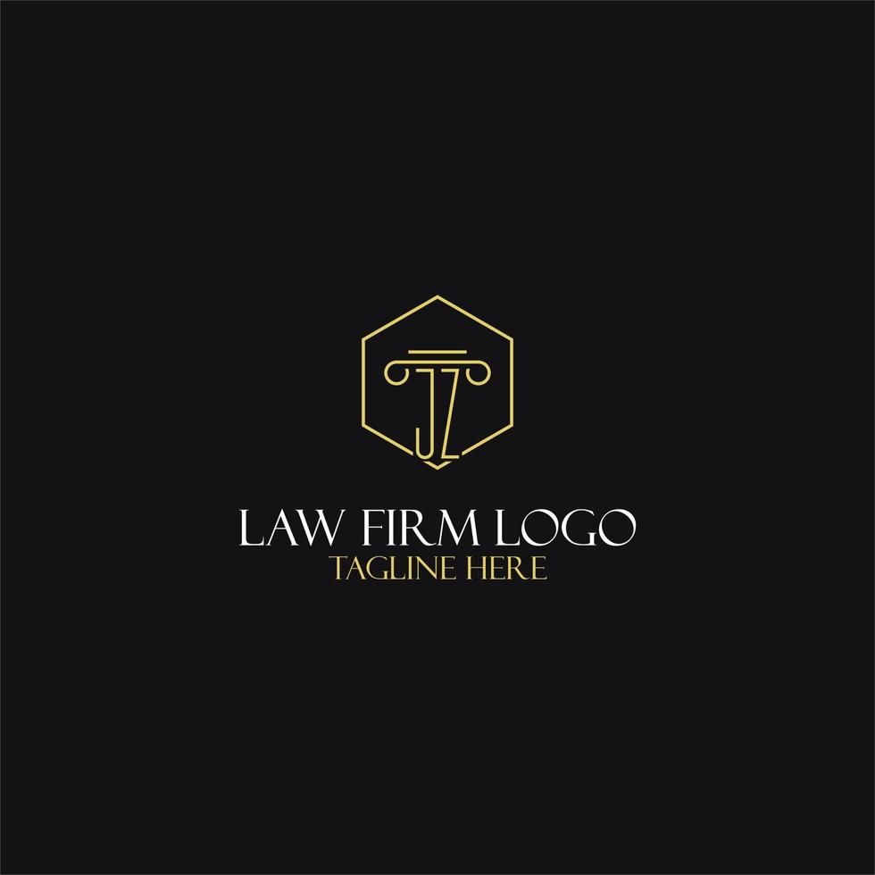 diseño de iniciales de monograma jz para logotipo legal, abogado, abogado y bufete de abogados vector