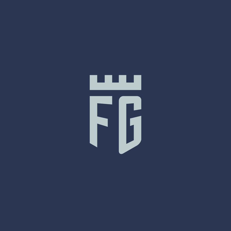 FG logo monogram with fortress castle and shield style design vector