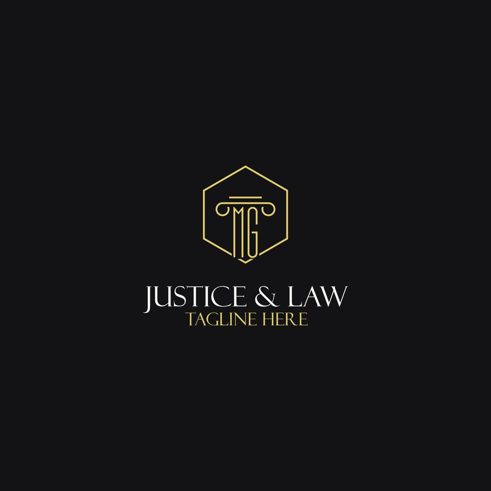 MG monogram initials design for legal, lawyer, attorney and law firm logo vector