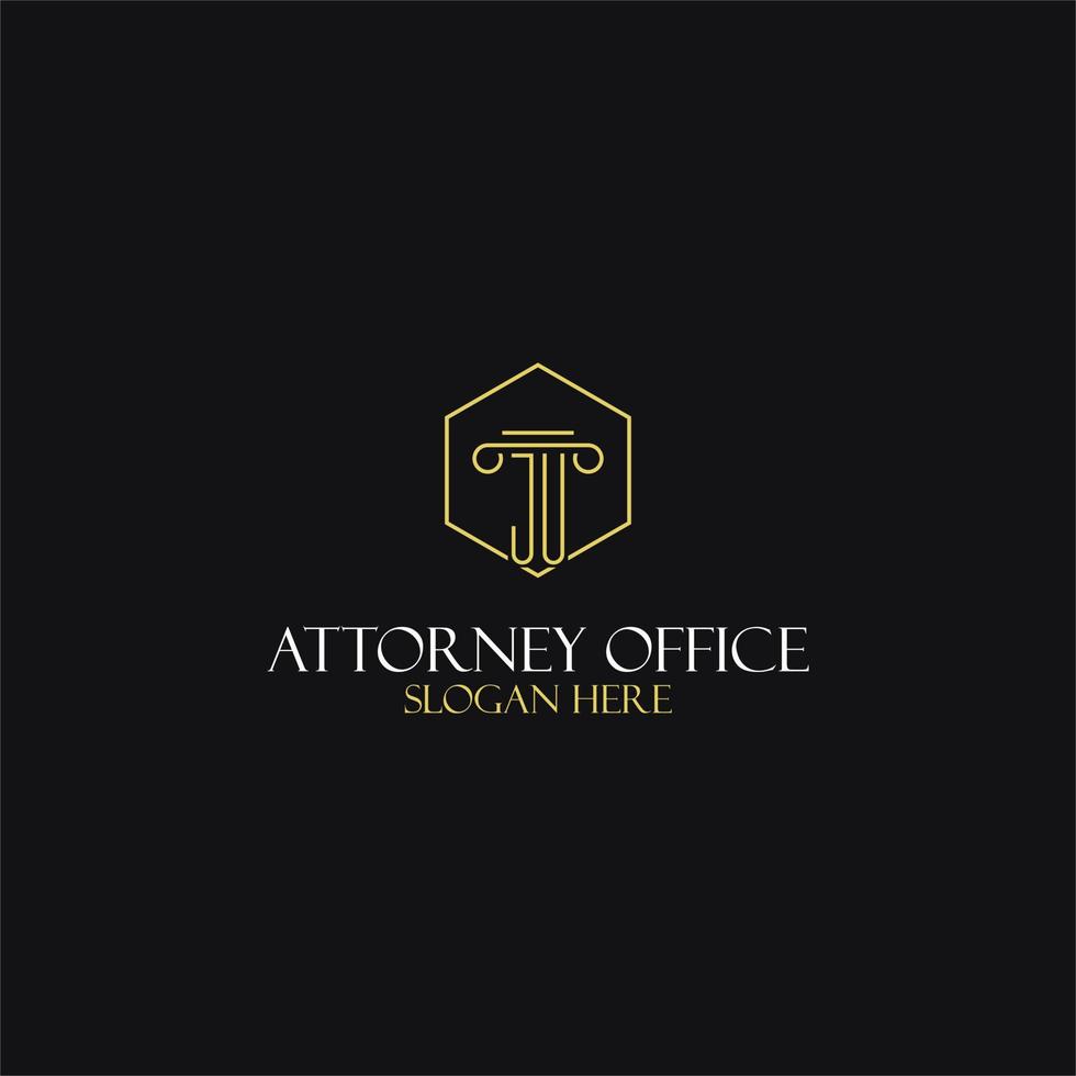 diseño de iniciales de monograma ju para logotipo legal, abogado, abogado y bufete de abogados vector