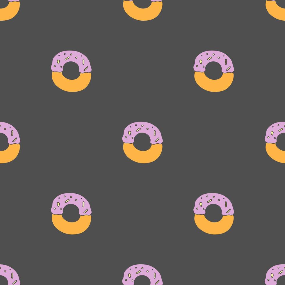 seamless donut pattern. Doodle vector pattern with donut icons. Colored donut background