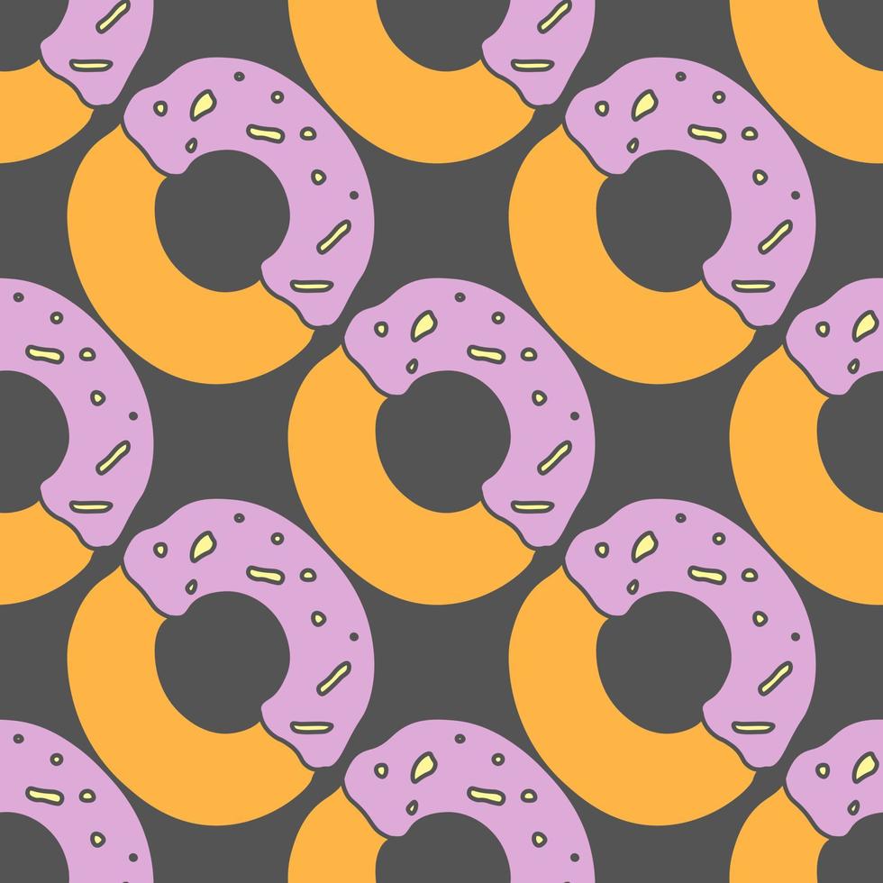 seamless donut pattern. Doodle vector pattern with donut icons. Colored donut background