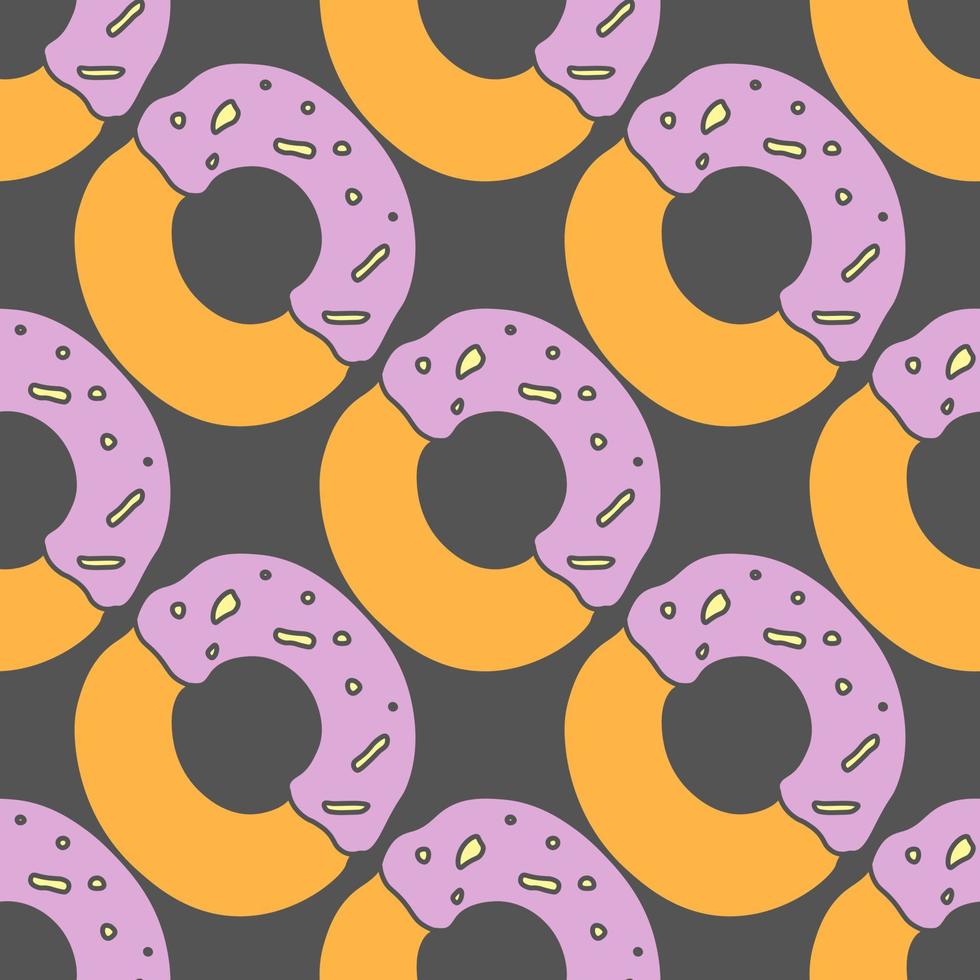 seamless donut pattern. Doodle vector pattern with donut icons. Colored donut background