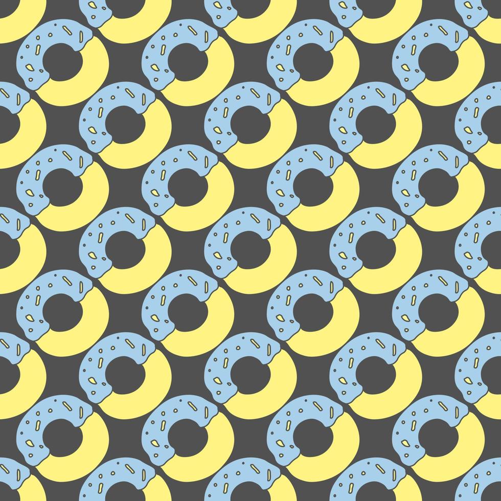 seamless donut pattern. Doodle vector pattern with donut icons. Colored donut background