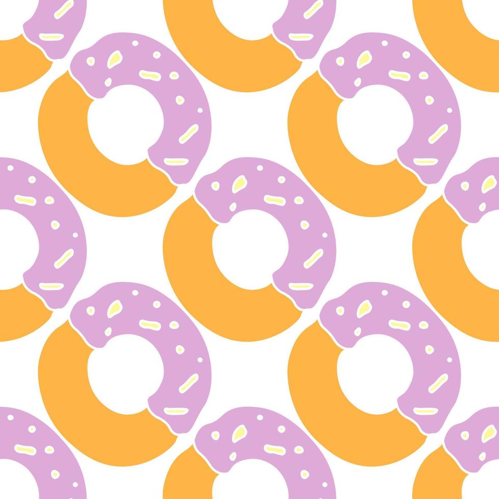seamless donut pattern. Doodle vector pattern with donut icons. Colored donut background