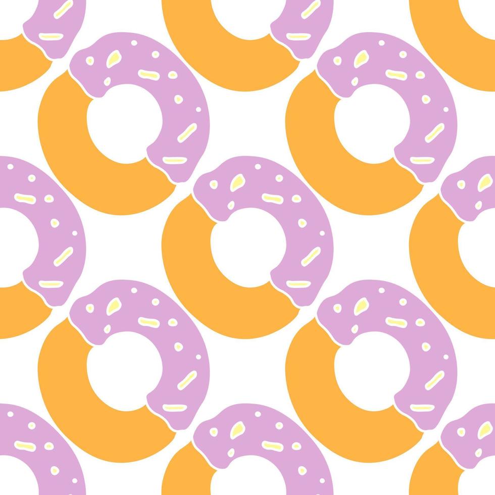 patrón de rosquilla sin costuras. patrón de vector de garabato con iconos de donut. fondo de donas de colores