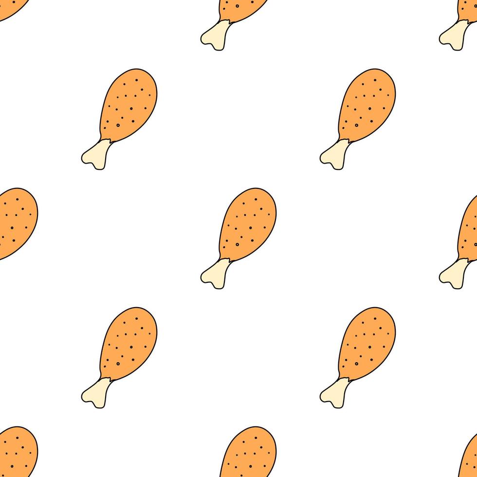 Seamless pattern with chicken legs. doodle meat. Doodle chicken legs icons. Seamless meat pattern vector