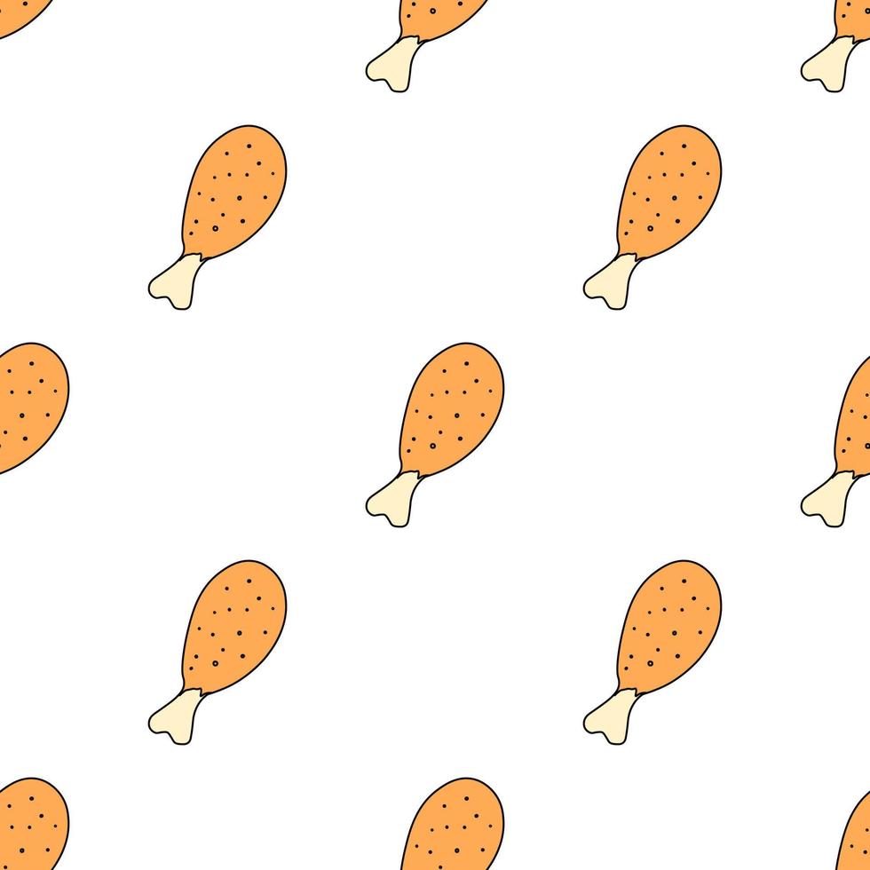 Seamless pattern with chicken legs. doodle meat. Doodle chicken legs icons. Seamless meat pattern vector