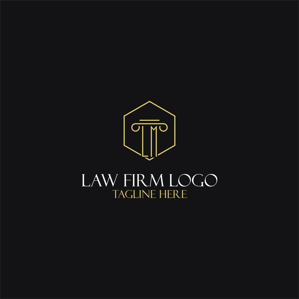 diseño de iniciales de monograma lm para logotipo legal, abogado, abogado y bufete de abogados vector