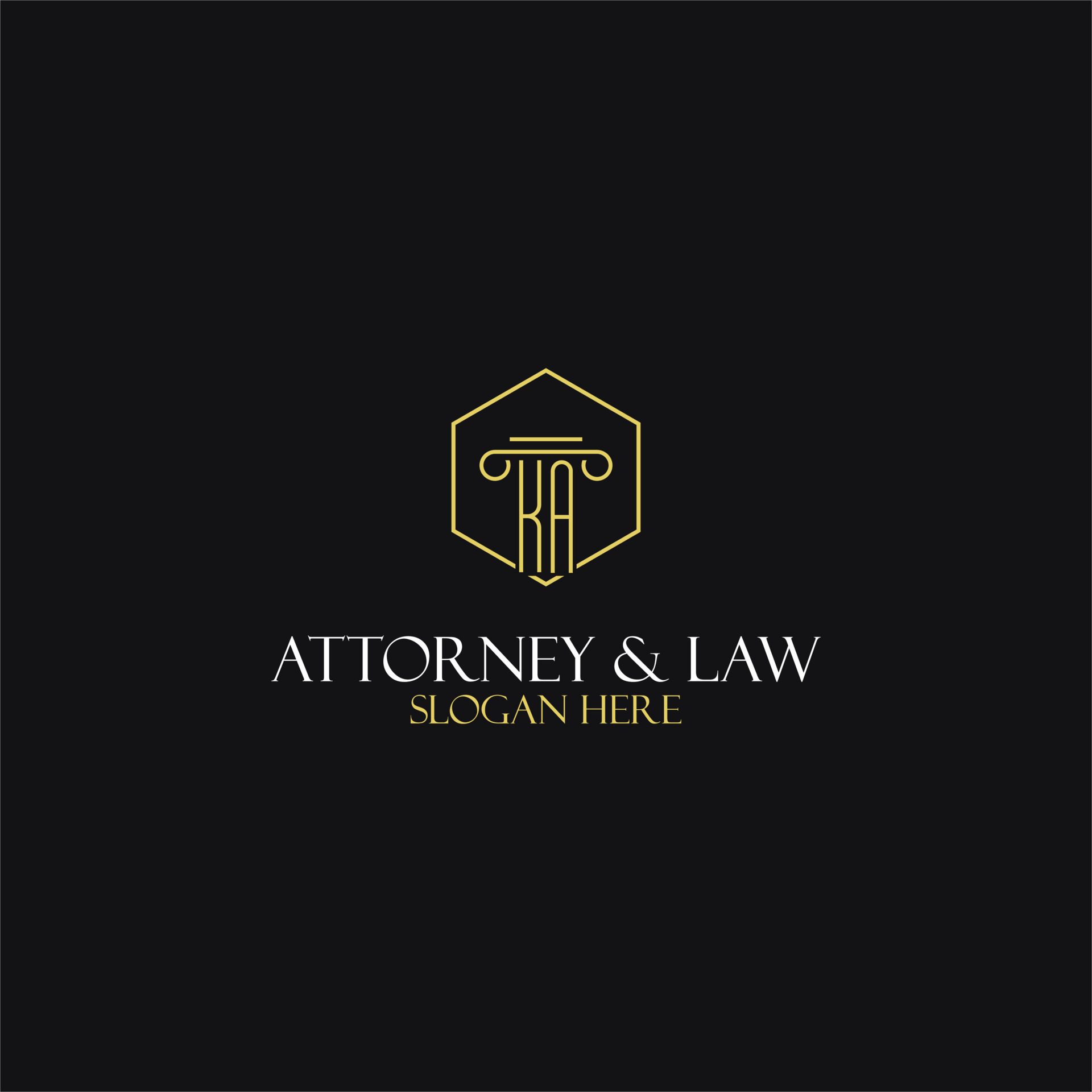 KA monogram initials design for legal, lawyer, attorney and law firm