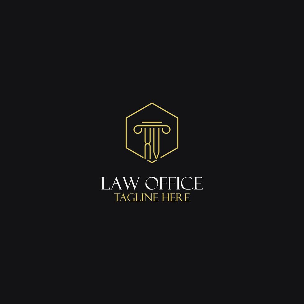 diseño de iniciales de monograma xv para logotipo legal, abogado, abogado y bufete de abogados vector