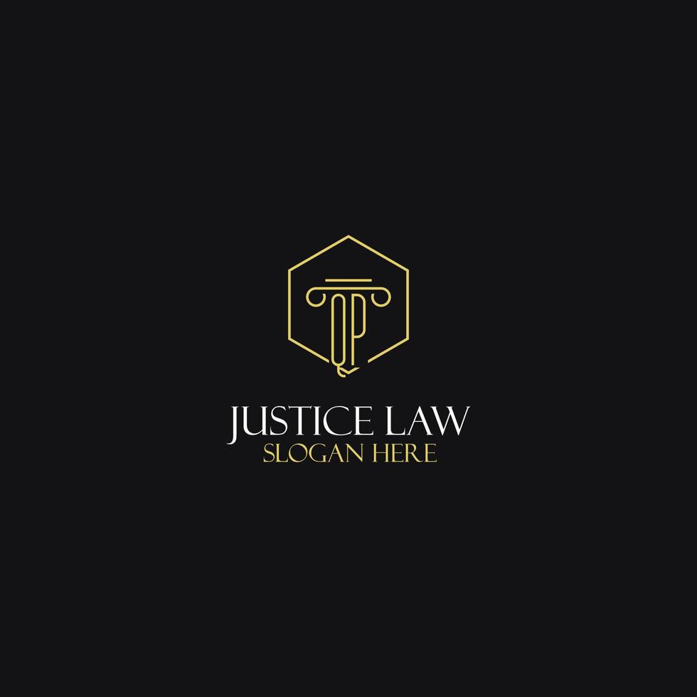 QP monogram initials design for legal, lawyer, attorney and law firm logo vector