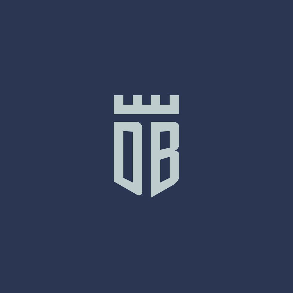 DB logo monogram with fortress castle and shield style design vector