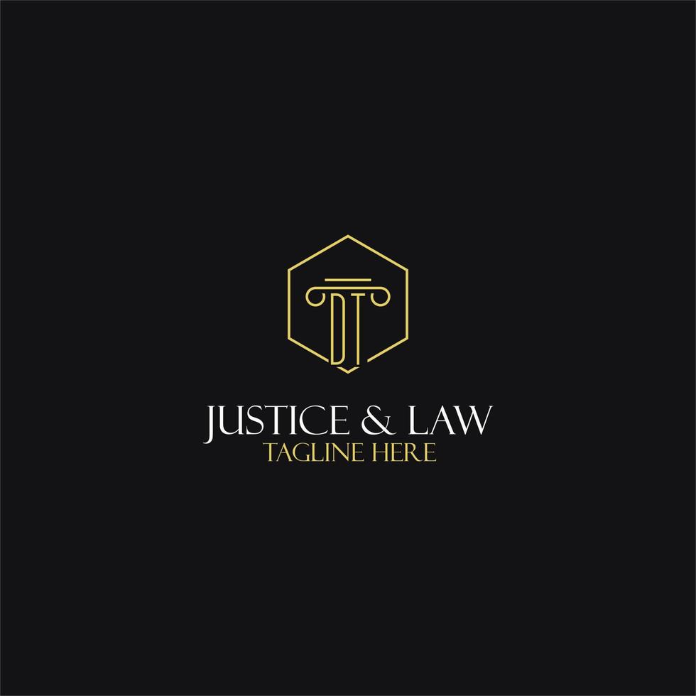 DT monogram initials design for legal, lawyer, attorney and law firm logo vector