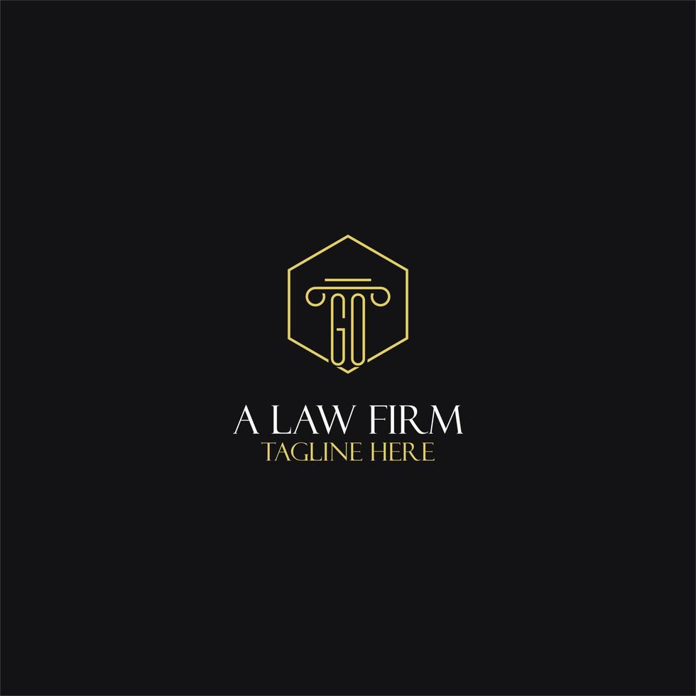 GO monogram initials design for legal, lawyer, attorney and law firm logo vector